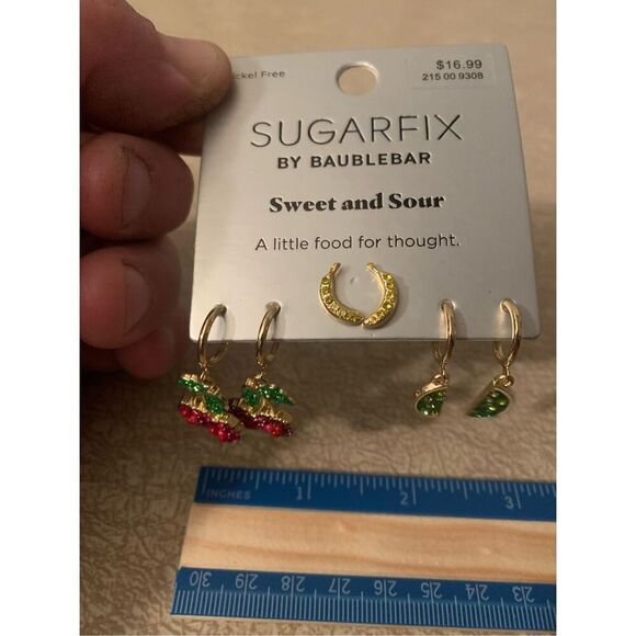 Cherry Bananas Costume Earrings-Sugarfix BAUBLEBAR-NEW Fruit 3Pair Harry Styles - Picture 1 of 3